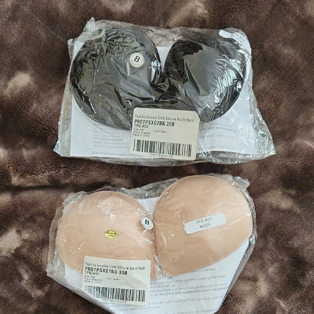 Push Up Invisible Bra Set - Black and Nude
